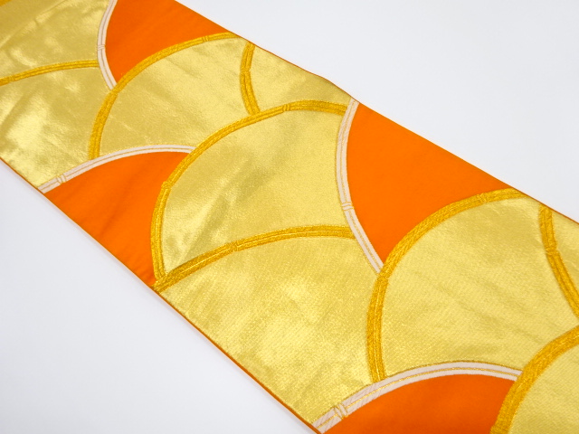 アンティーク　変わり青海波模様織り出し袋帯（着用可）